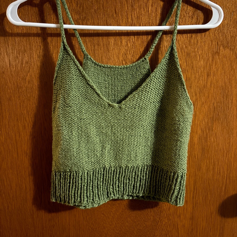 Green Knit Women's Tank Top